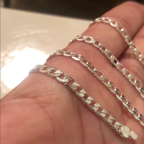 .925 Sterling silver 6 sided Cuban curb link chain - Picture 5 of 6